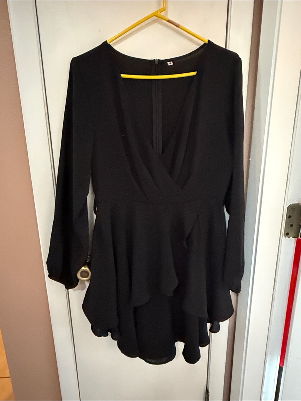 Amazon Black Long Sleeve Ruffle Hem Dress